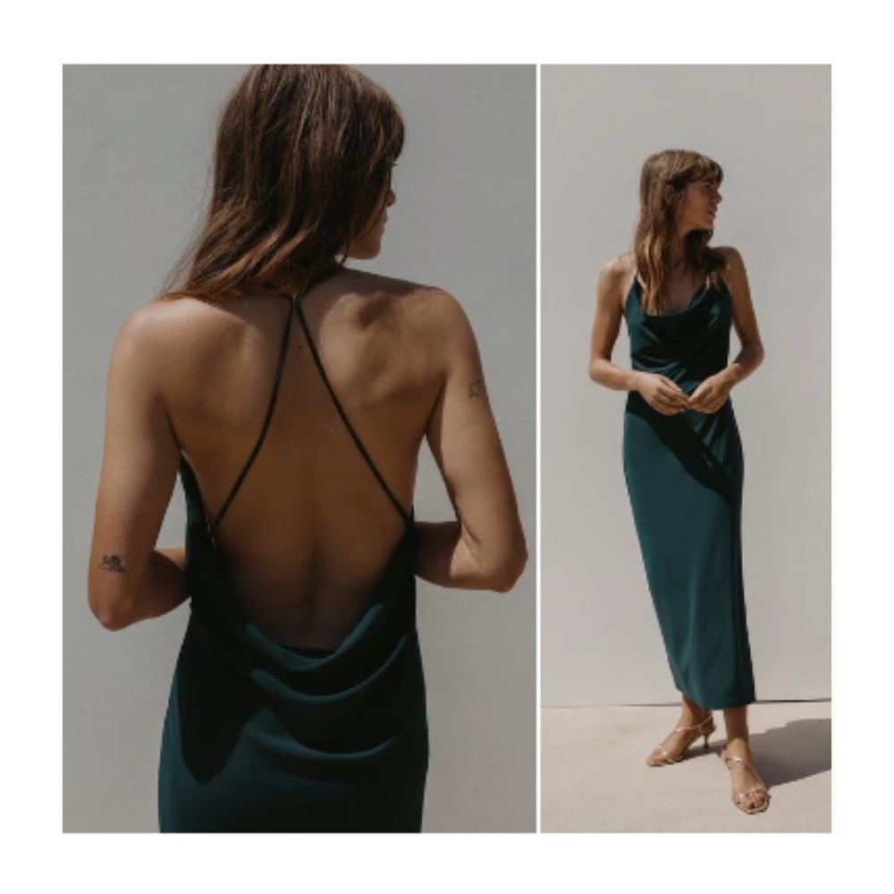 Zara draped low back midi dress